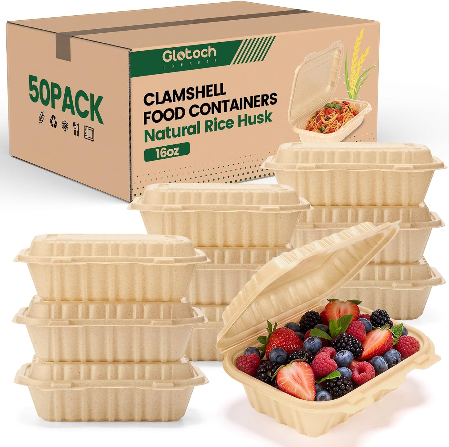 50 Pack 16oz Clamshell Take Ou - đánh giá và giá Meal Prep Box
